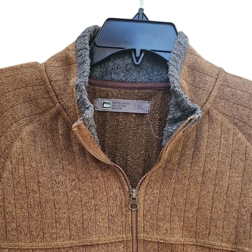 REI Men's XL Tan Zip-Up casual Sweater